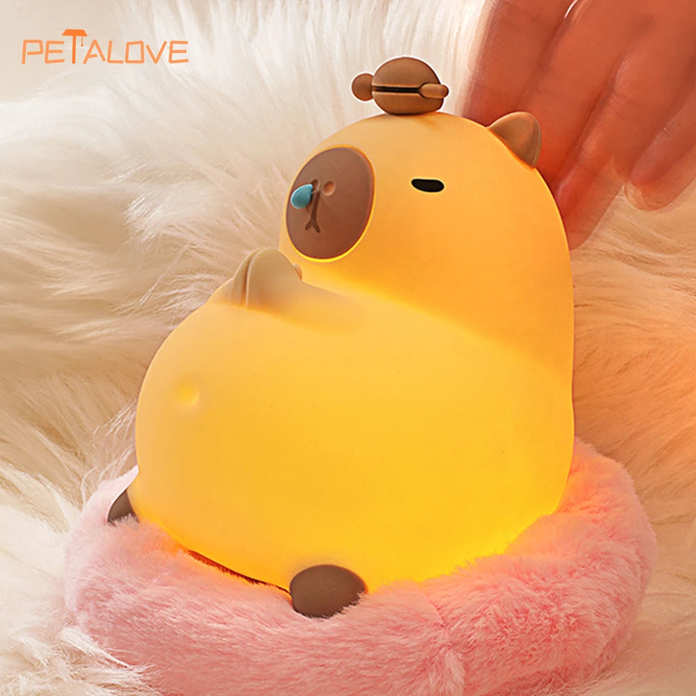 Capybara Night Light Children Alarm Clock Night Lamp Cute Shape Charging Timing Snooze Lighting Desktop Decoration Children Gift