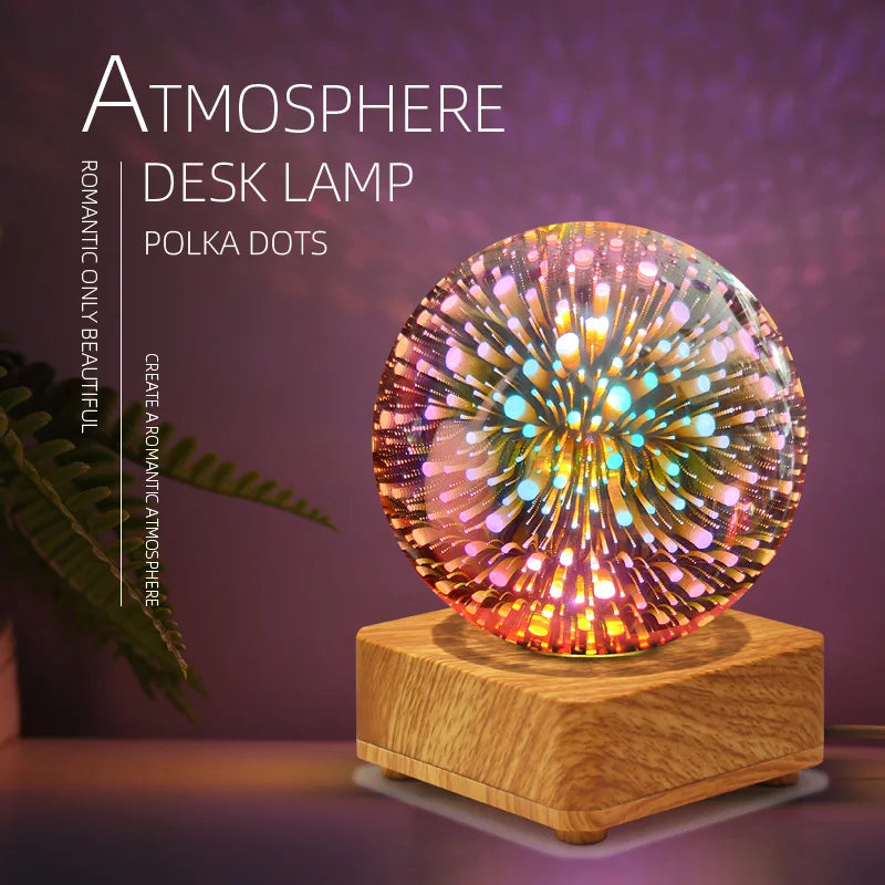 New LED 3D Dot Nightlight Christmas Romantic Atmosphere Small Desk Lamp USB Dreamy Magic Cube Atmosphere Light Bedlight