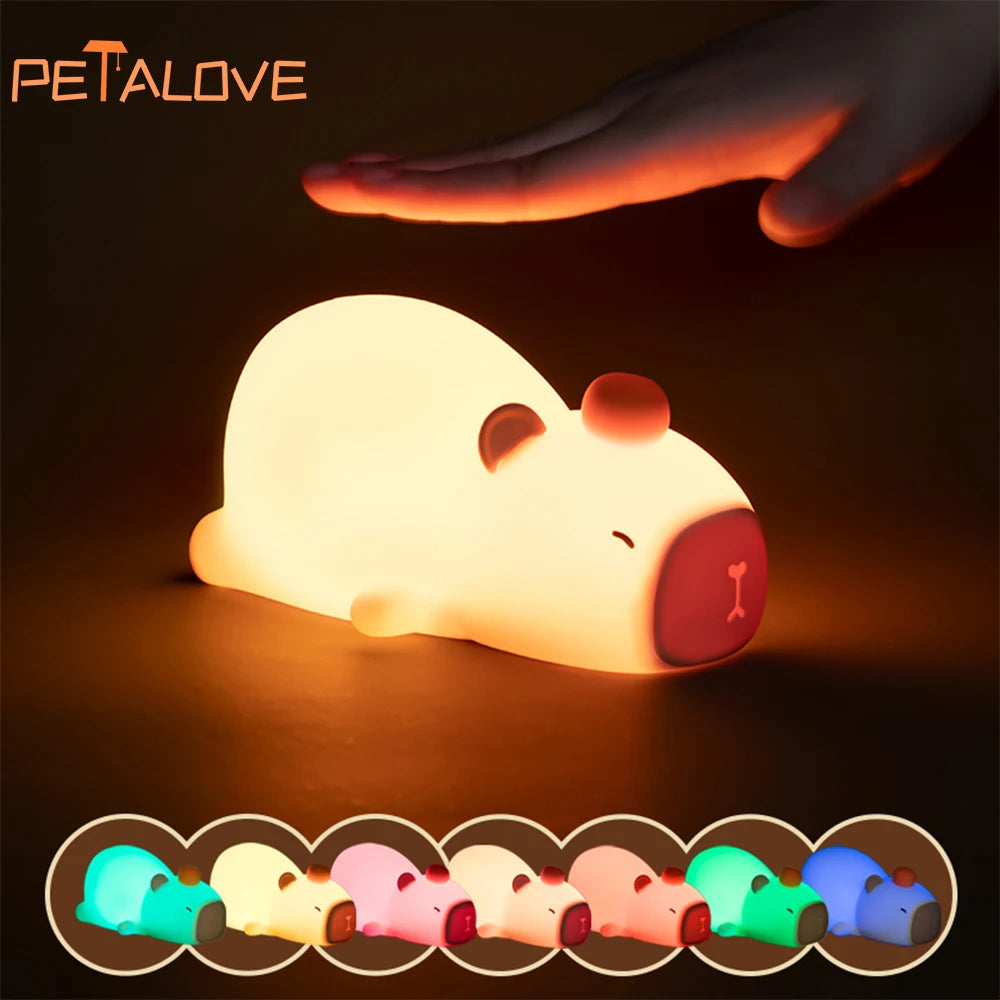 Capybara Night Light Children Alarm Clock Night Lamp Cute Shape Charging Timing Snooze Lighting Desktop Decoration Children Gift